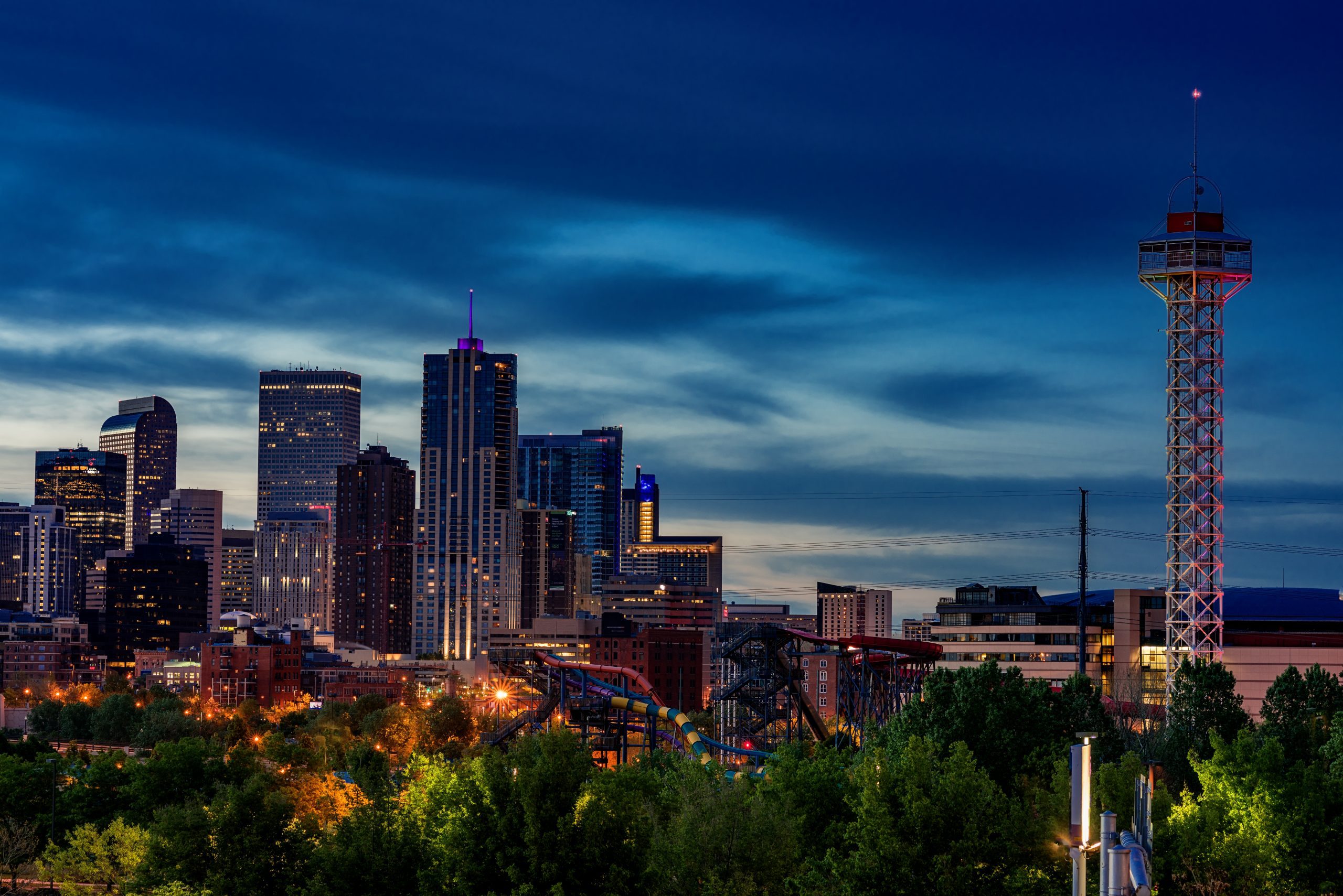 Night skyline of Denver